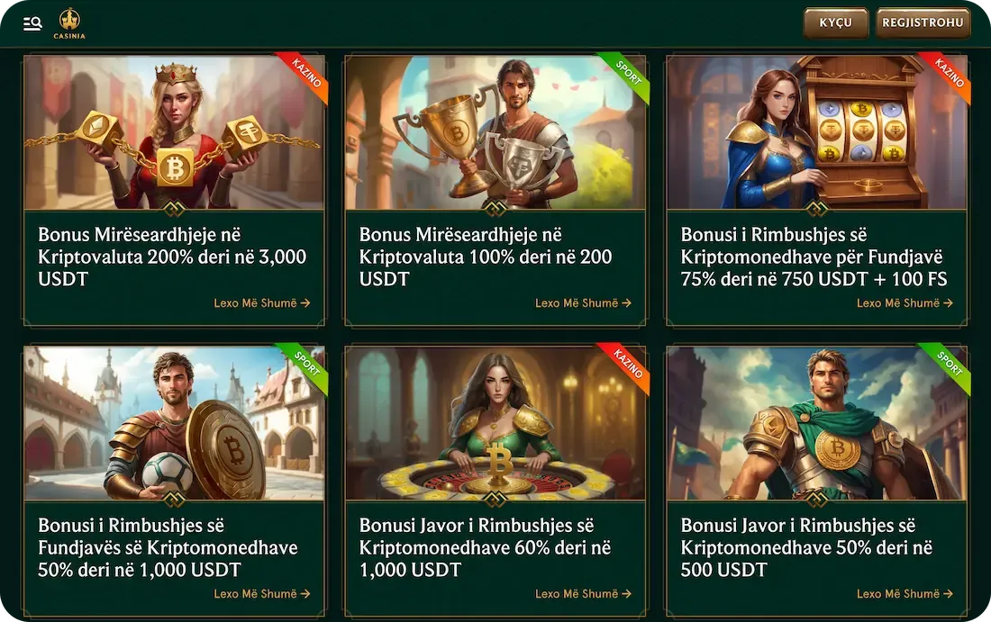 casinia kazino bonus të gjithë