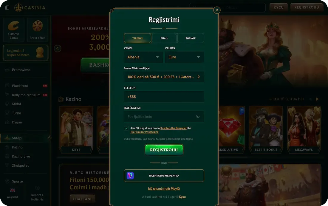 casinia kazino regjistrim